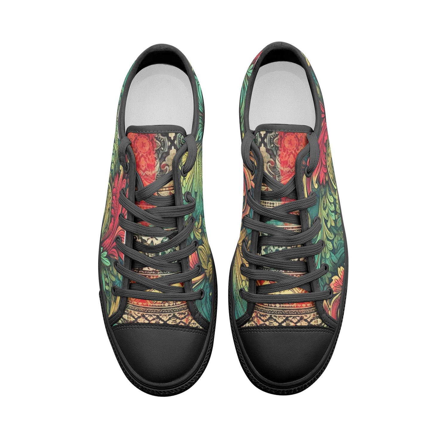 ENVERA Unisex Low Top Canvas Shoes “WILD TAPESTRY” | Boho Floral Pattern Sneakers | Artistic Lifestyle Shoes