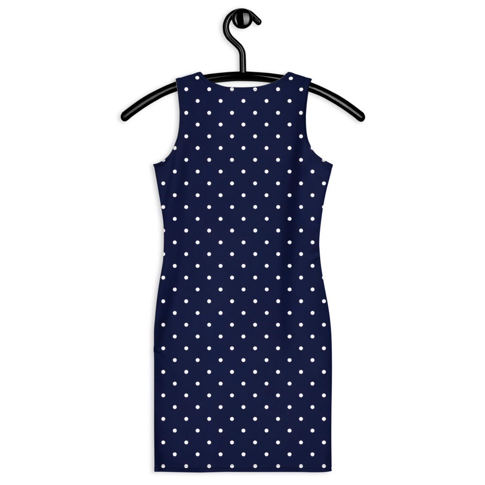 Navy Polka Dot Bodycon Dress – Classic Fitted Mini Dress with White Dot Pattern