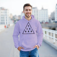 Unisex Techno Angels hoodie with cloud DJ girls mixing techno music, EDM festival-inspired streetwear graphic