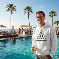 Unisex Techno Angels hoodie with cloud DJ girls mixing techno music, EDM festival-inspired streetwear graphic