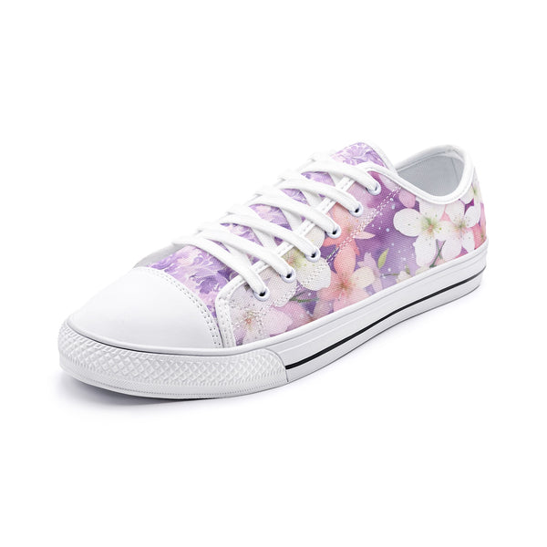 ENVERA Unisex Low Top Canvas Shoes "Lavender Bloom" | Soft Floral Sneakers | Pastel Canvas Shoes | Dreamy Spring Style