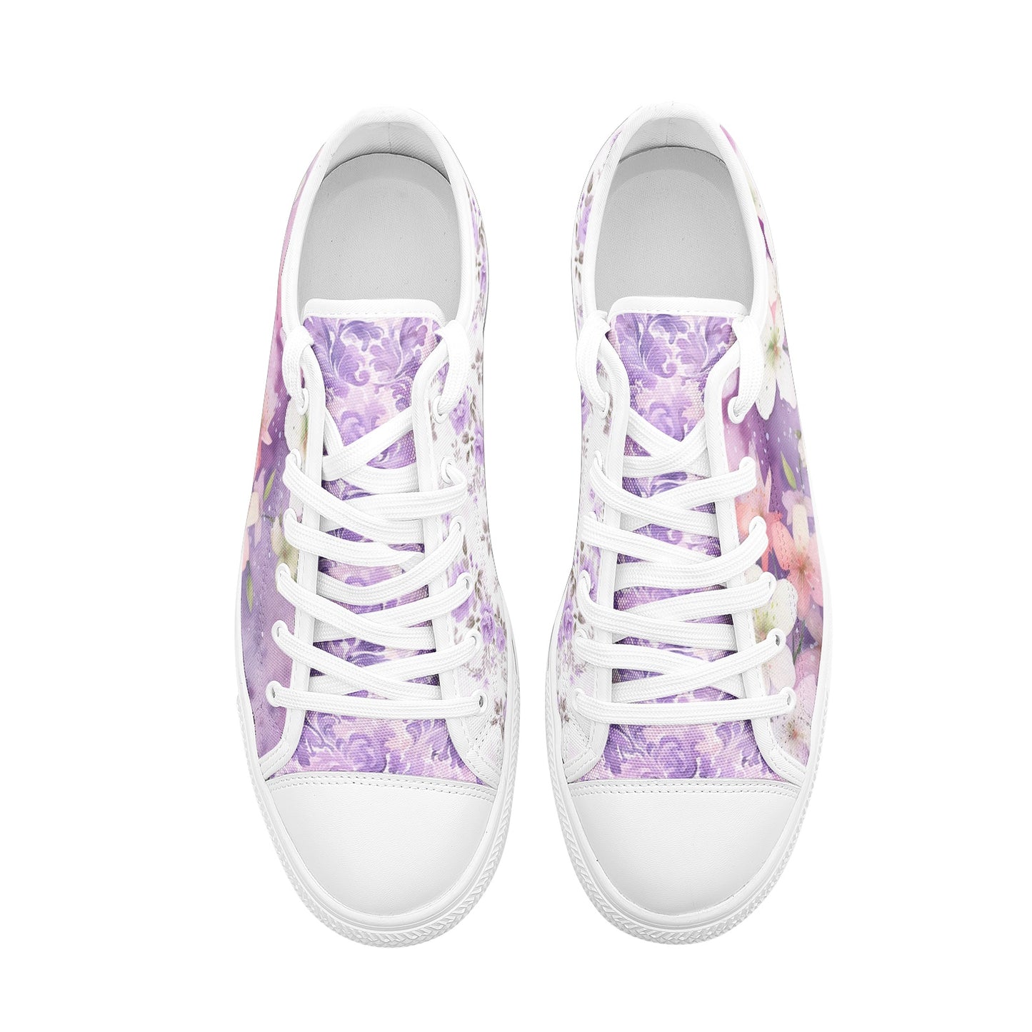 ENVERA Unisex Low Top Canvas Shoes "Lavender Bloom" | Soft Floral Sneakers | Pastel Canvas Shoes | Dreamy Spring Style