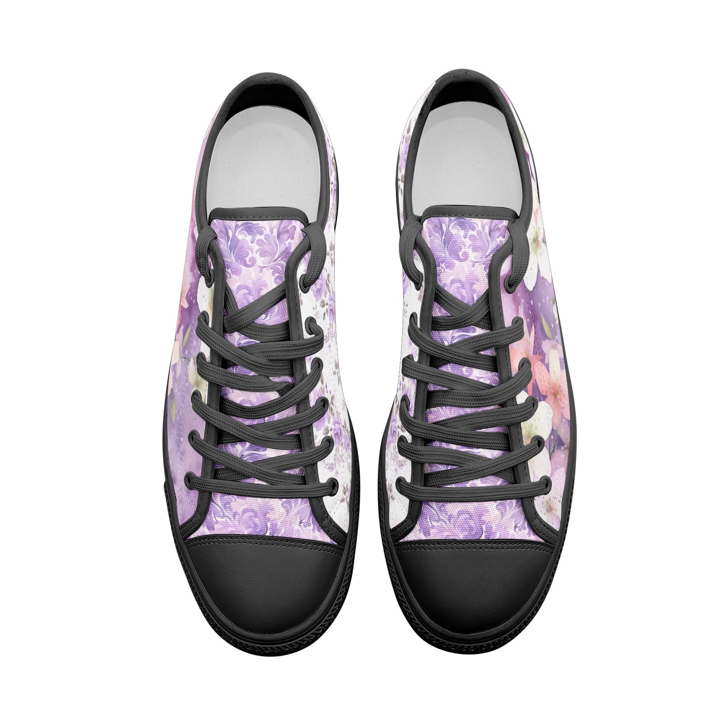 ENVERA Unisex Low Top Canvas Shoes "Lavender Bloom" | Soft Floral Sneakers | Pastel Canvas Shoes | Dreamy Spring Style