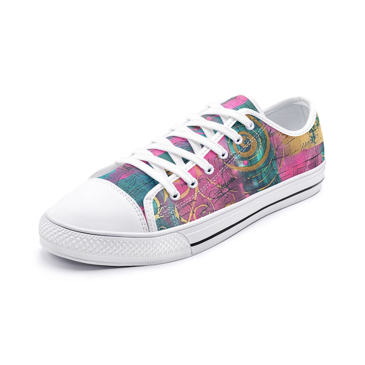 ENVERA Unisex Low Top Canvas Shoes “Fracture Map” | Abstract Color Block Sneakers | Artistic Streetwear Shoes