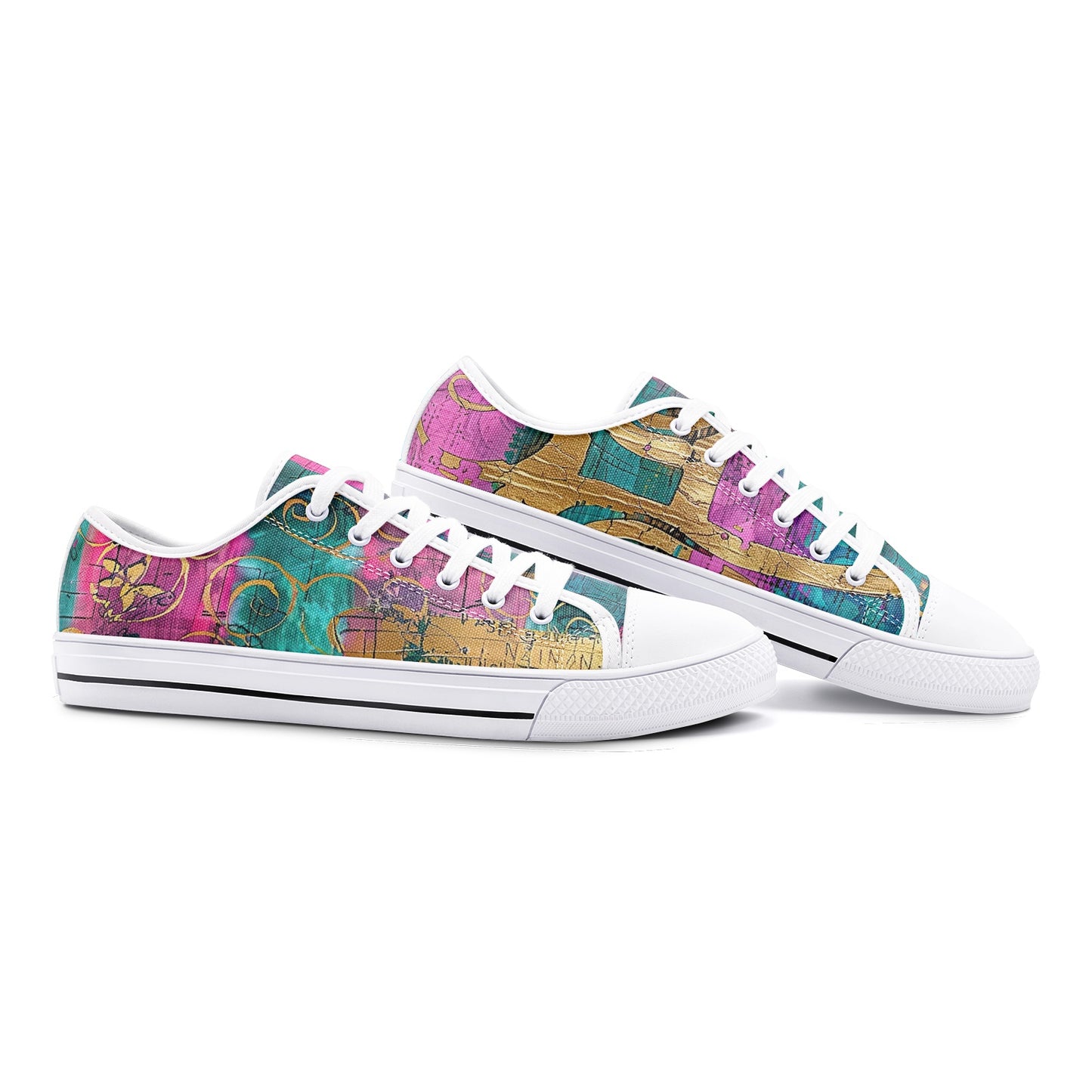 ENVERA Unisex Low Top Canvas Shoes “Fracture Map” | Abstract Color Block Sneakers | Artistic Streetwear Shoes