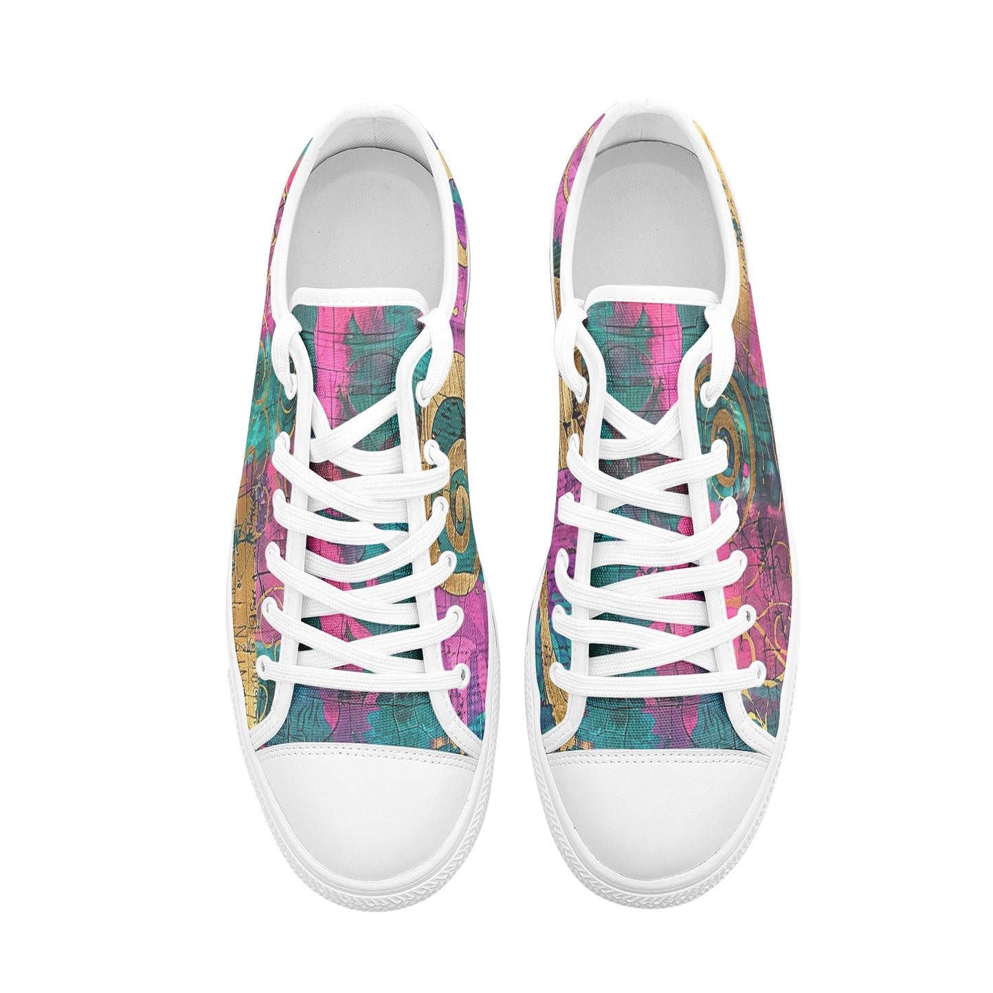 ENVERA Unisex Low Top Canvas Shoes “Fracture Map” | Abstract Color Block Sneakers | Artistic Streetwear Shoes