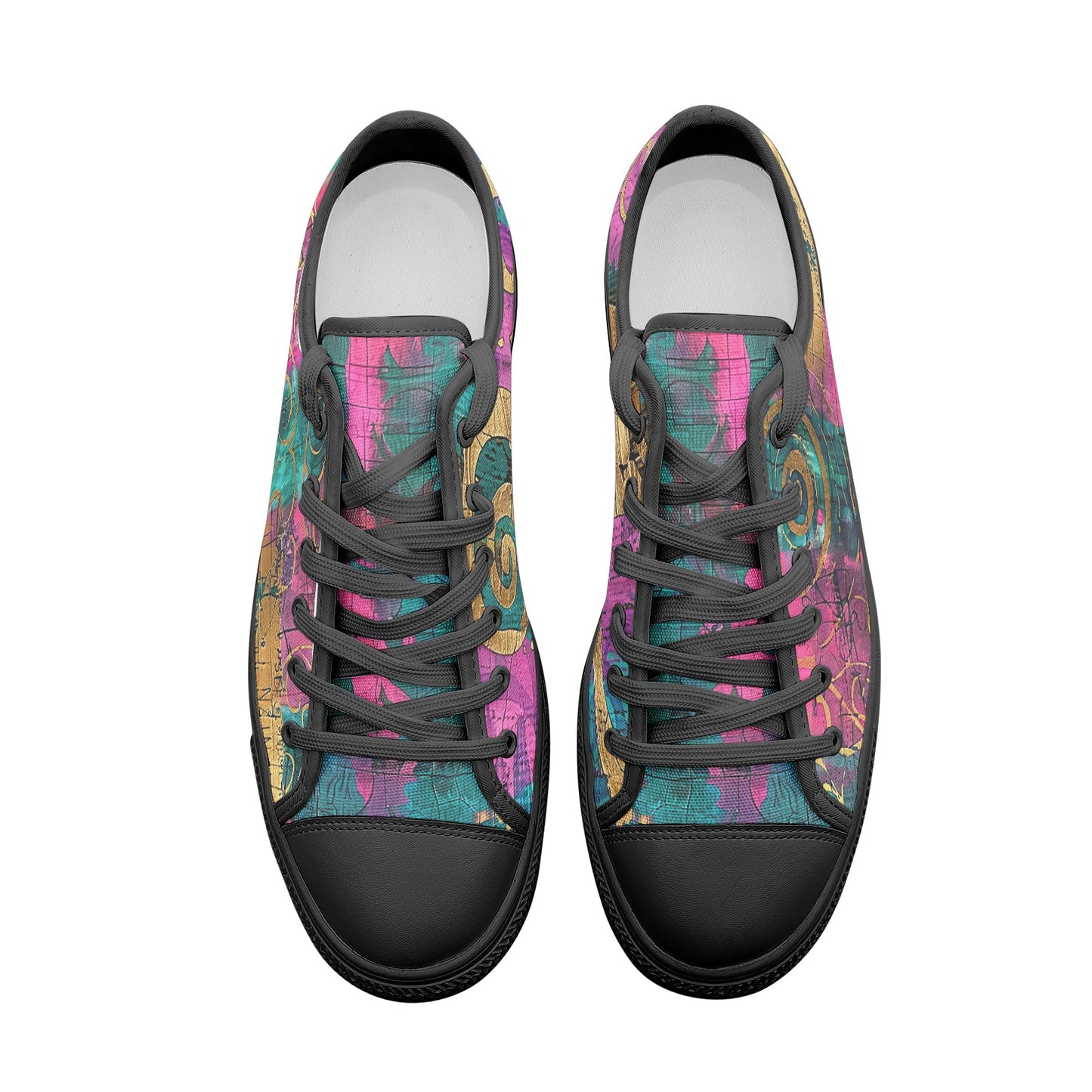 ENVERA Unisex Low Top Canvas Shoes “Fracture Map” | Abstract Color Block Sneakers | Artistic Streetwear Shoes