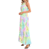 Pastel Watercolor Floral Maxi Dress | Vintage 60s Inspired Halter Dress | Cottagecore Summer Dress | Romantic Garden Party Maxi Dress