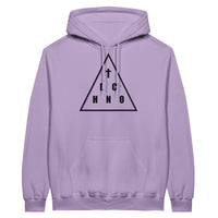 Unisex Techno Angels hoodie with cloud DJ girls mixing techno music, EDM festival-inspired streetwear graphic