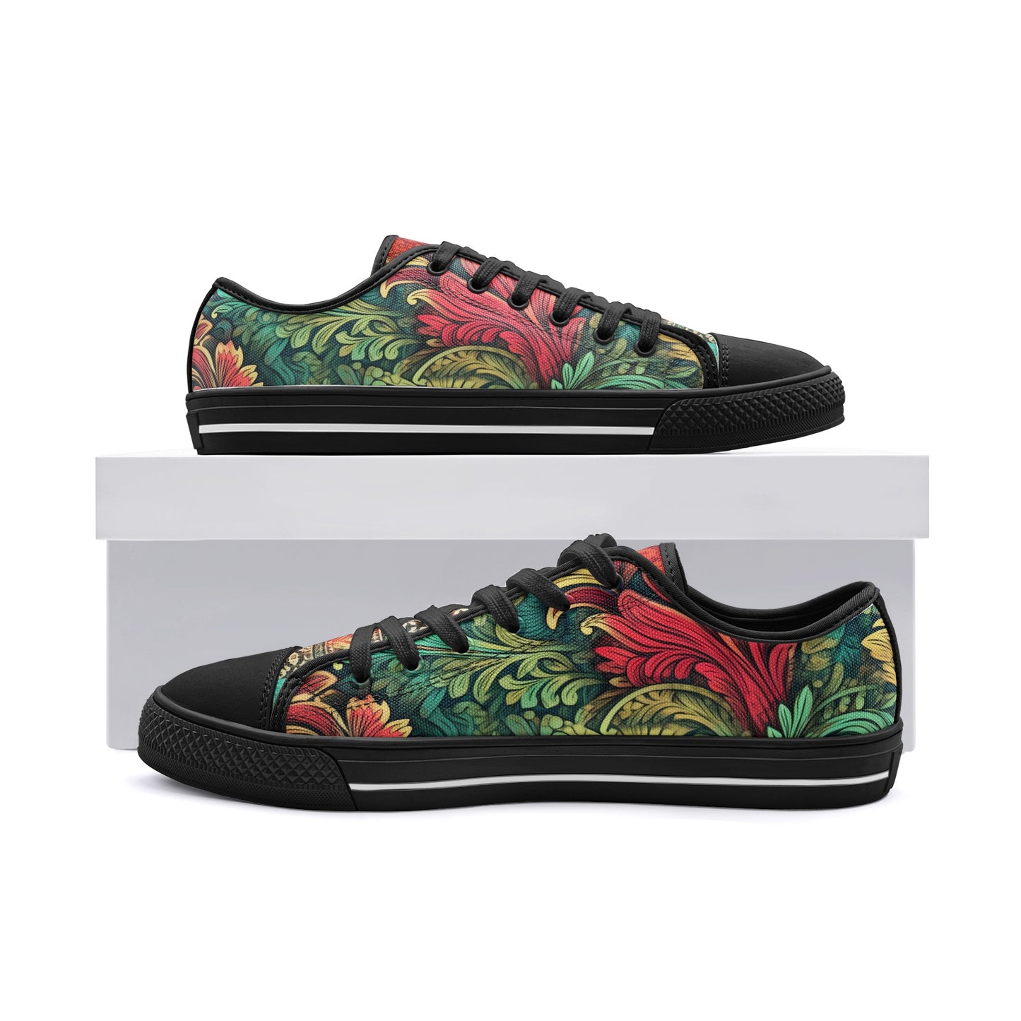 ENVERA Unisex Low Top Canvas Shoes “WILD TAPESTRY” | Boho Floral Pattern Sneakers | Artistic Lifestyle Shoes
