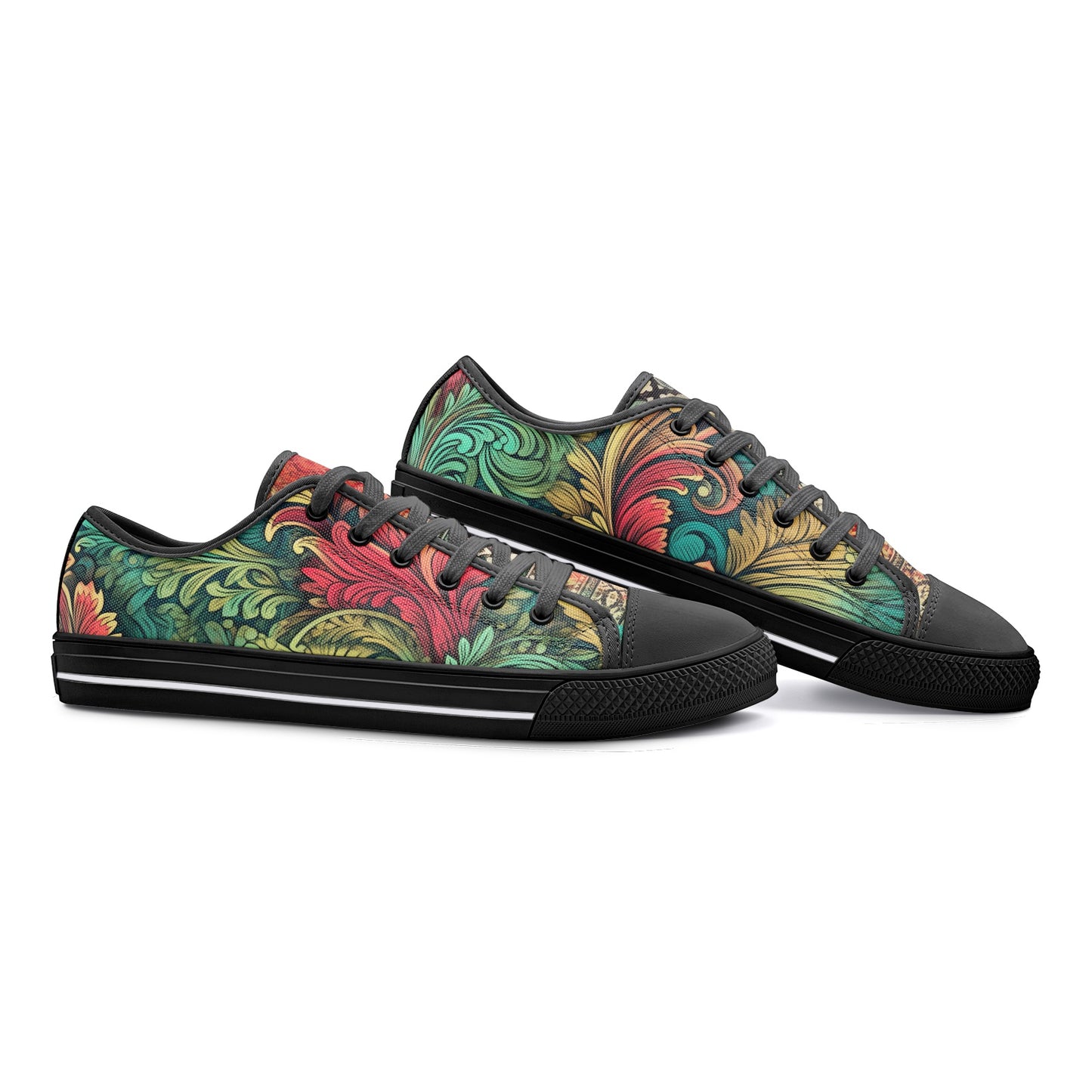 ENVERA Unisex Low Top Canvas Shoes “WILD TAPESTRY” | Boho Floral Pattern Sneakers | Artistic Lifestyle Shoes