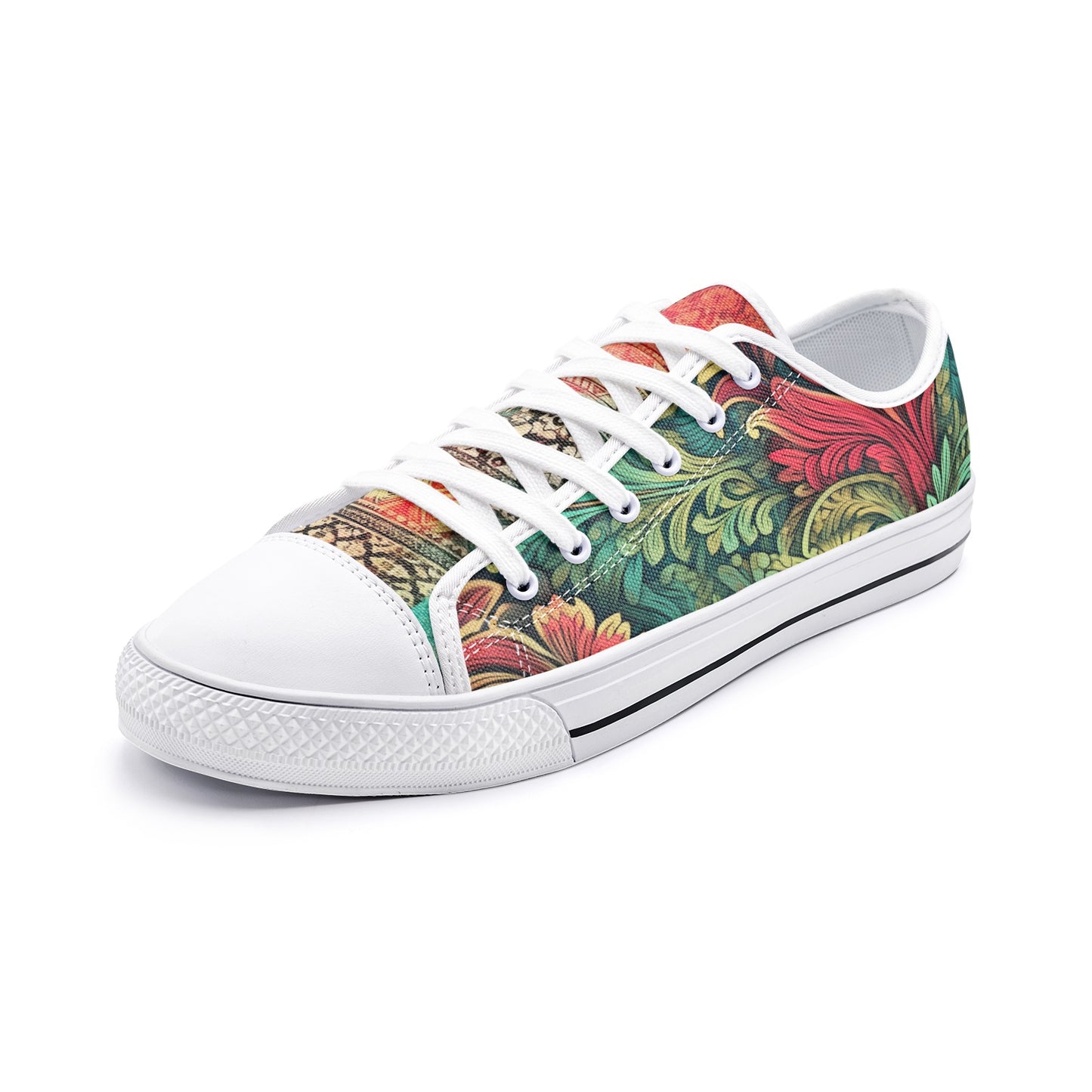 ENVERA Unisex Low Top Canvas Shoes “WILD TAPESTRY” | Boho Floral Pattern Sneakers | Artistic Lifestyle Shoes