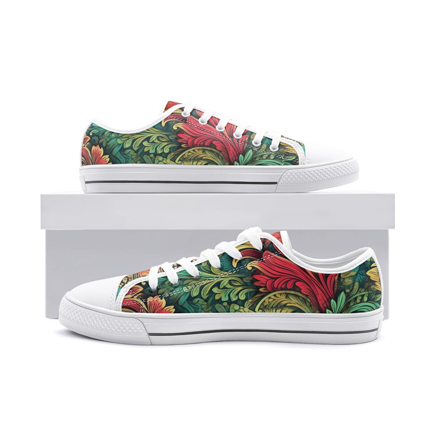 ENVERA Unisex Low Top Canvas Shoes “WILD TAPESTRY” | Boho Floral Pattern Sneakers | Artistic Lifestyle Shoes