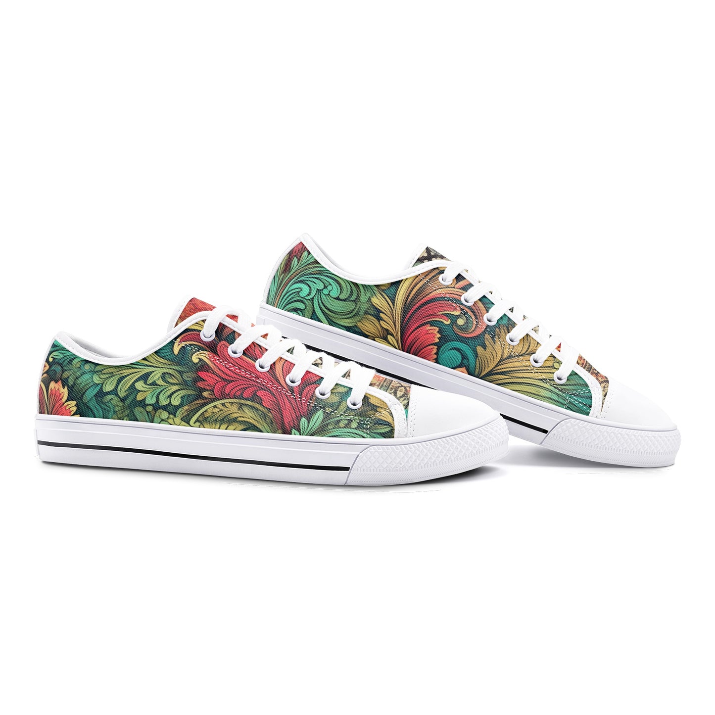 ENVERA Unisex Low Top Canvas Shoes “WILD TAPESTRY” | Boho Floral Pattern Sneakers | Artistic Lifestyle Shoes