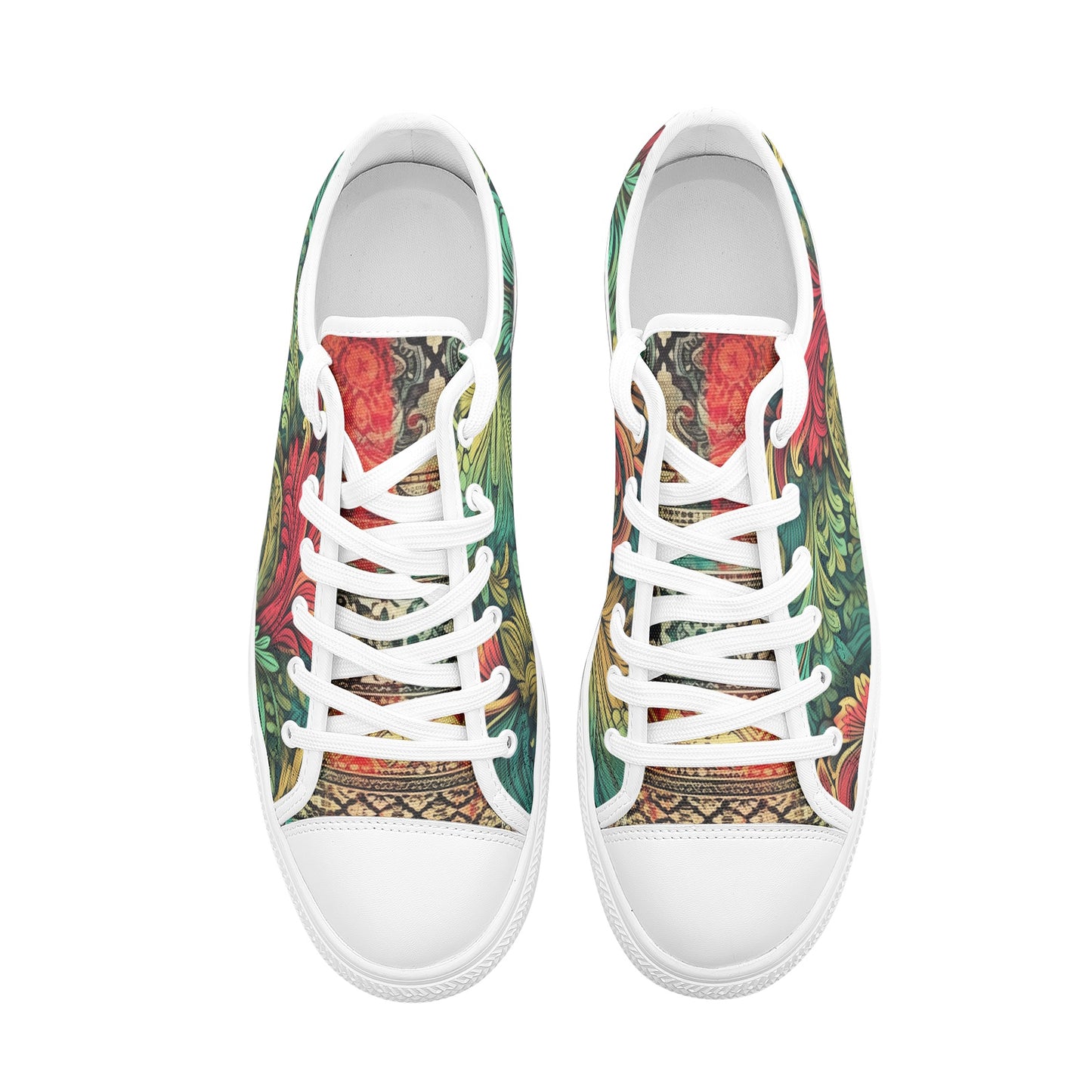 ENVERA Unisex Low Top Canvas Shoes “WILD TAPESTRY” | Boho Floral Pattern Sneakers | Artistic Lifestyle Shoes