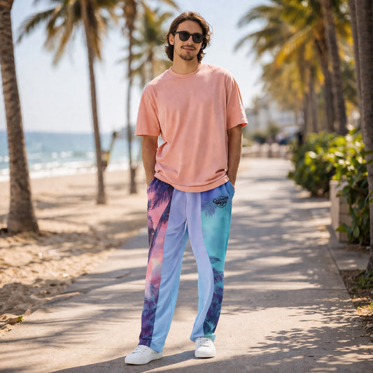 California Love Wide-leg joggers | Streetwear Unisex Wide-leg joggers | Vaporwave Aesthetic