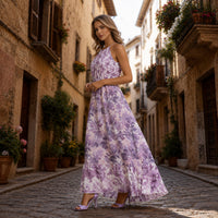 Lavender lilac maxi dress with romantic boho style, elegant summer purple floral dress featuring a flowing silhouette perfect for special occasions and warm-weather events
