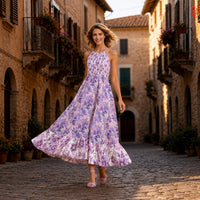 Lavender lilac maxi dress with romantic boho style, elegant summer purple floral dress featuring a flowing silhouette perfect for special occasions and warm-weather events