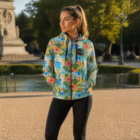 Tropical Resort Unisex Zip Hoodie, Mediterranean Vacation Hoodie, Floral Beach Hoodie, Luxury Coastal Streetwear, all-over tropical print