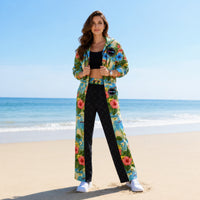 Tropical Resort Unisex Wide-Leg Joggers, Mediterranean Vacation Pants, Floral Beach Joggers, Luxury Coastal Streetwear