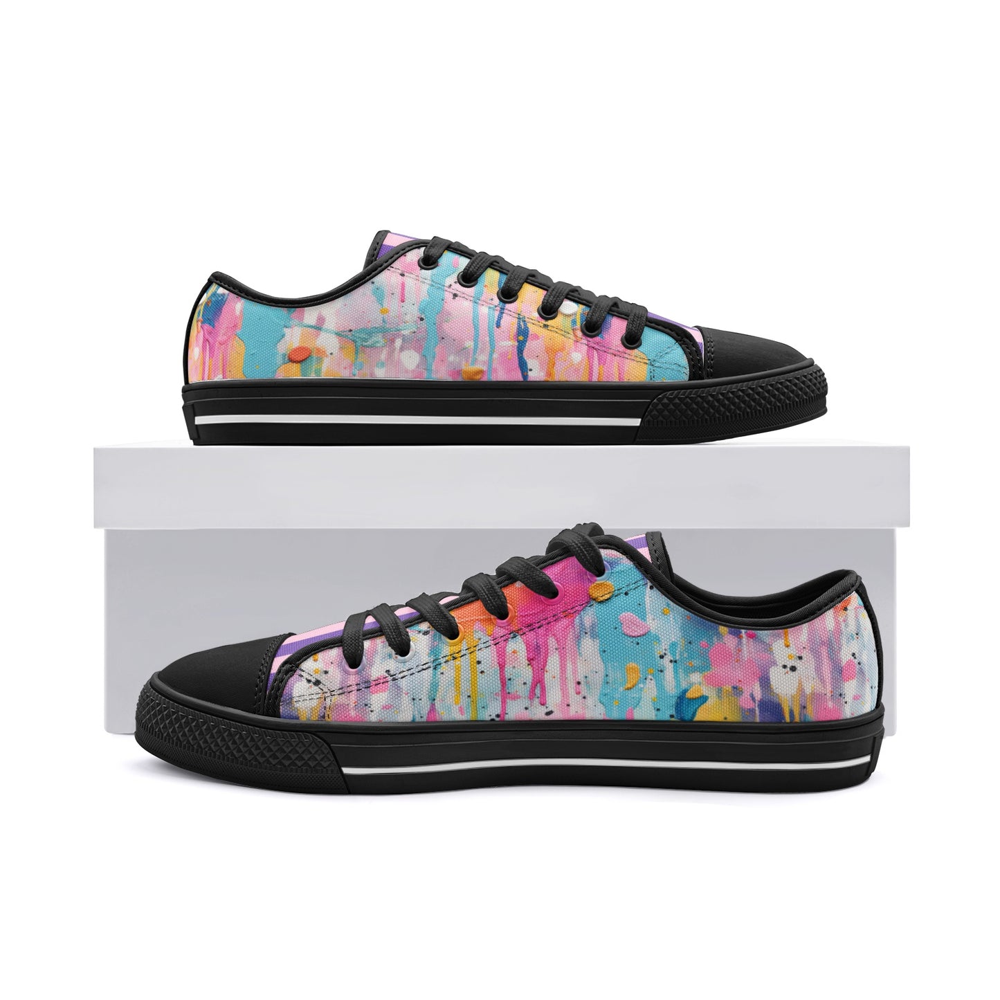 ENVERA Unisex Low Top Canvas Shoes "Art District" | Color Splash Sneakers | Modern Canvas Shoes | Vivid Designer Shoes