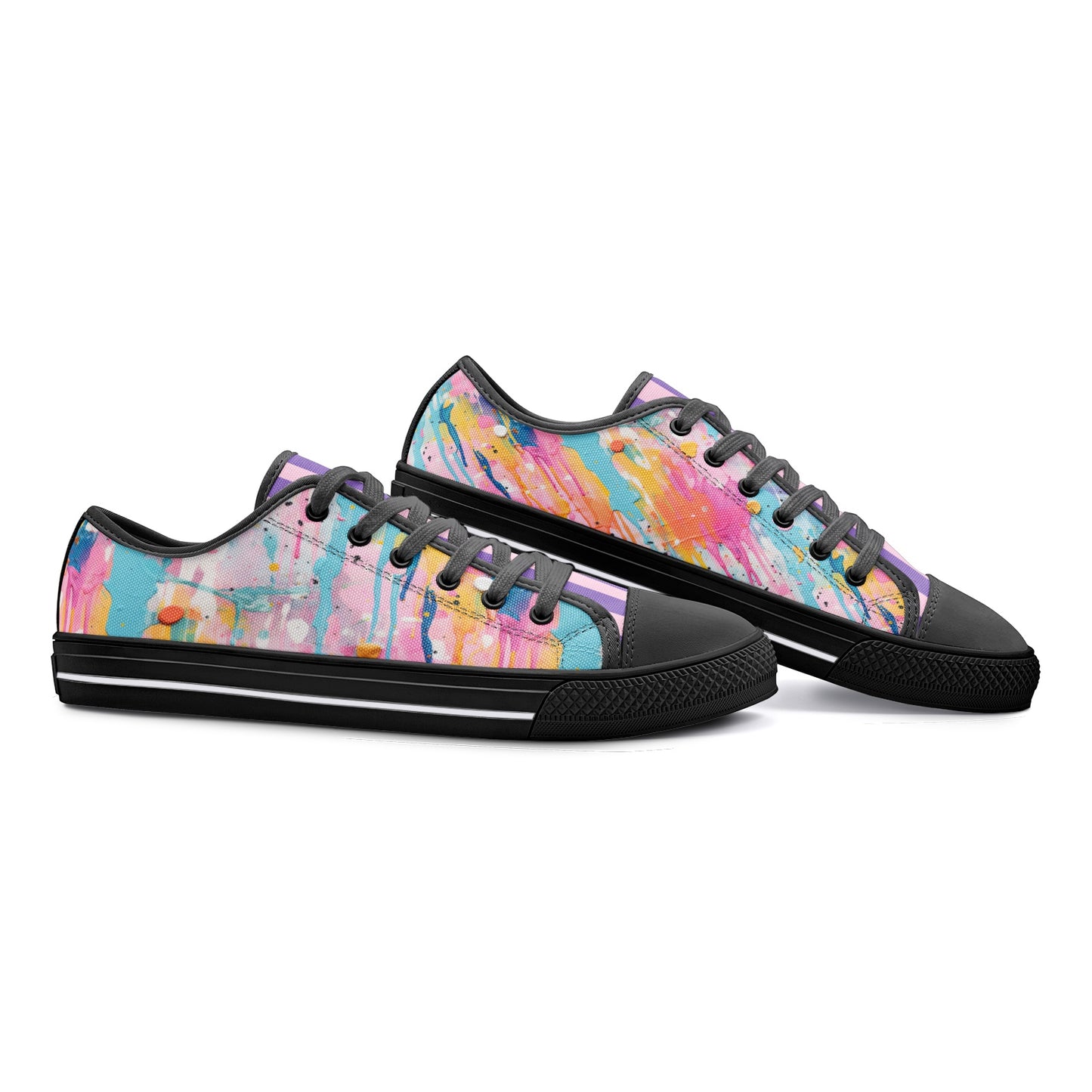 ENVERA Unisex Low Top Canvas Shoes "Art District" | Color Splash Sneakers | Modern Canvas Shoes | Vivid Designer Shoes