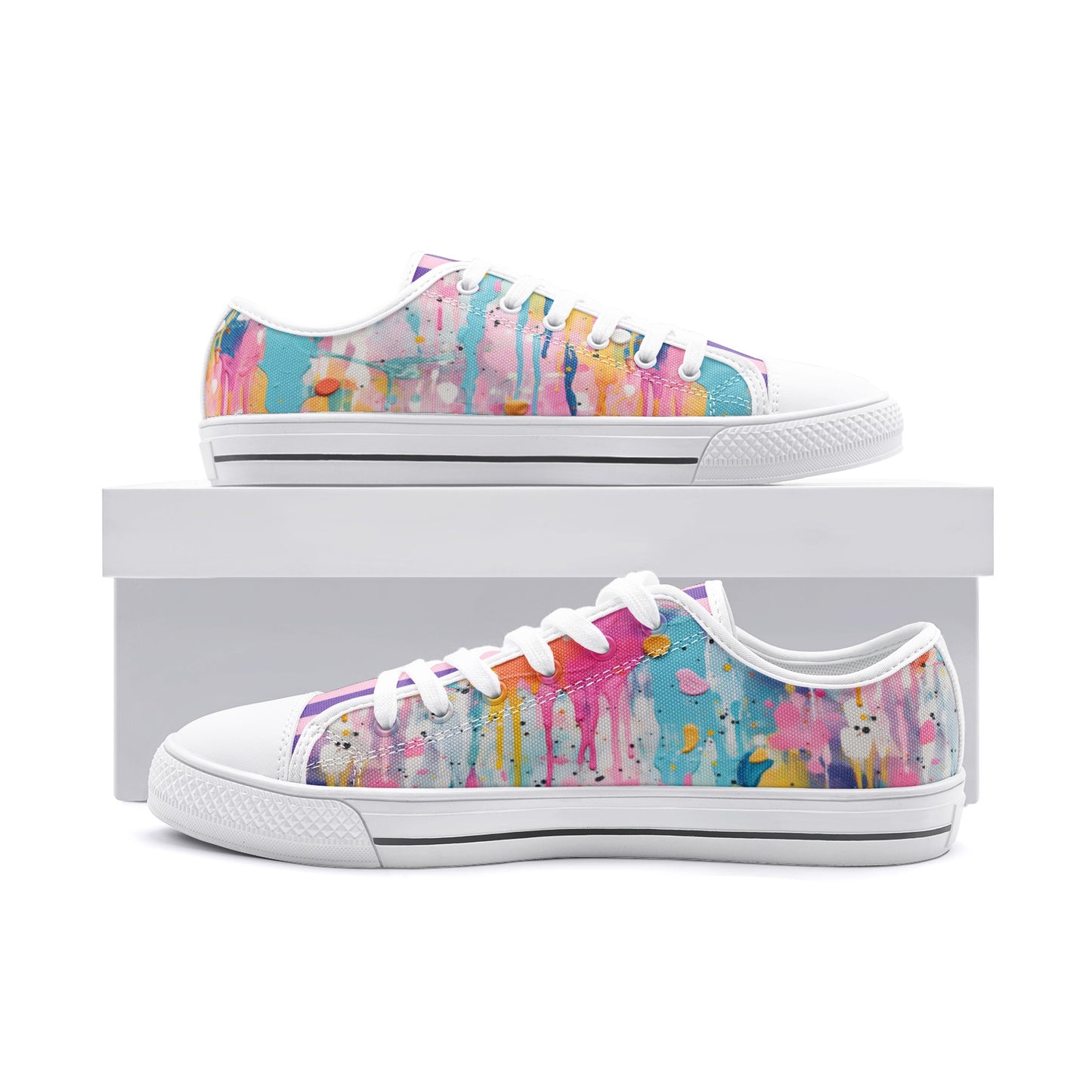 ENVERA Unisex Low Top Canvas Shoes "Art District" | Color Splash Sneakers | Modern Canvas Shoes | Vivid Designer Shoes