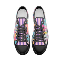 ENVERA colorful low top canvas sneakers with vibrant paint splash artwork and modern abstract design