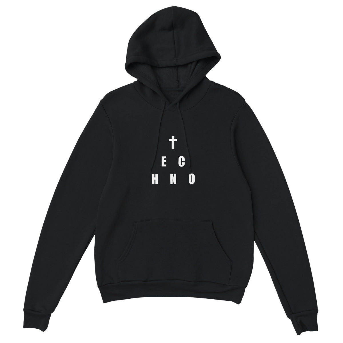Heavenly Techno Angels unisex streetwear hoodie featuring cloud DJ girls graphic with techno rave theme and “we are spinning techno up here” design