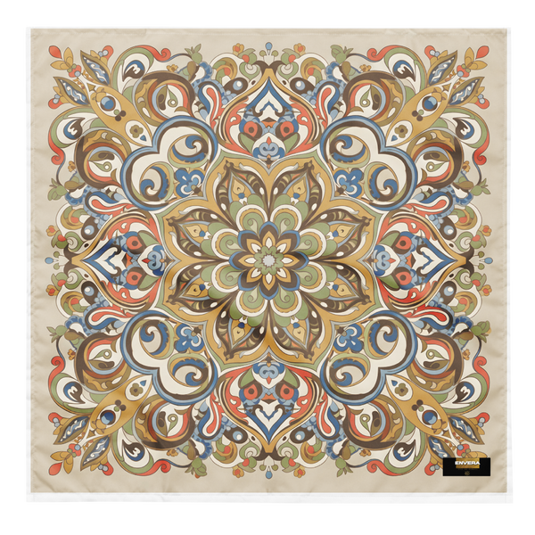 Elegant and versatile bandana with ornamental mandala pattern | soft fabric, eco-friendly, perfect for boho, vintage, or casual styles.