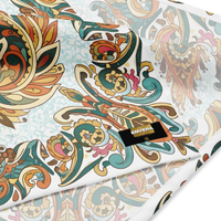 Bohemian paisley bandana featuring a colorful floral print in warm earthy tones