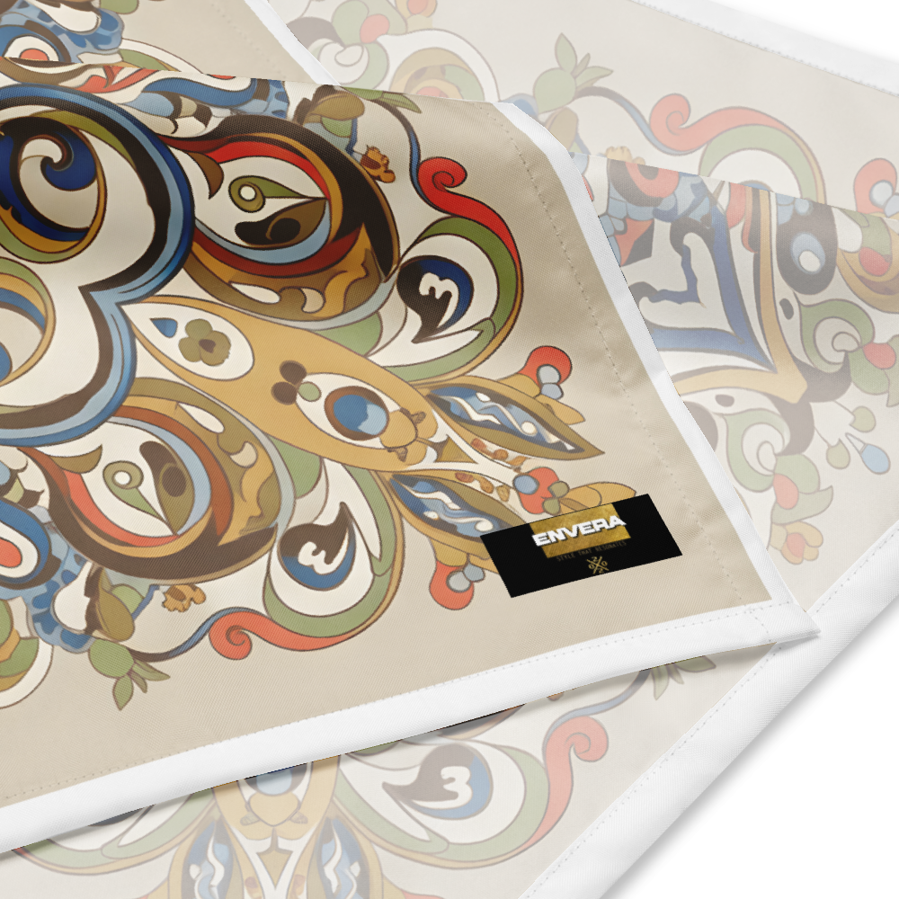 Elegant and versatile bandana with ornamental mandala pattern | soft fabric, eco-friendly, perfect for boho, vintage, or casual styles.