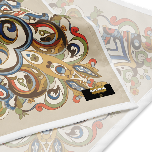Elegant and versatile bandana with ornamental mandala pattern | soft fabric, eco-friendly, perfect for boho, vintage, or casual styles.