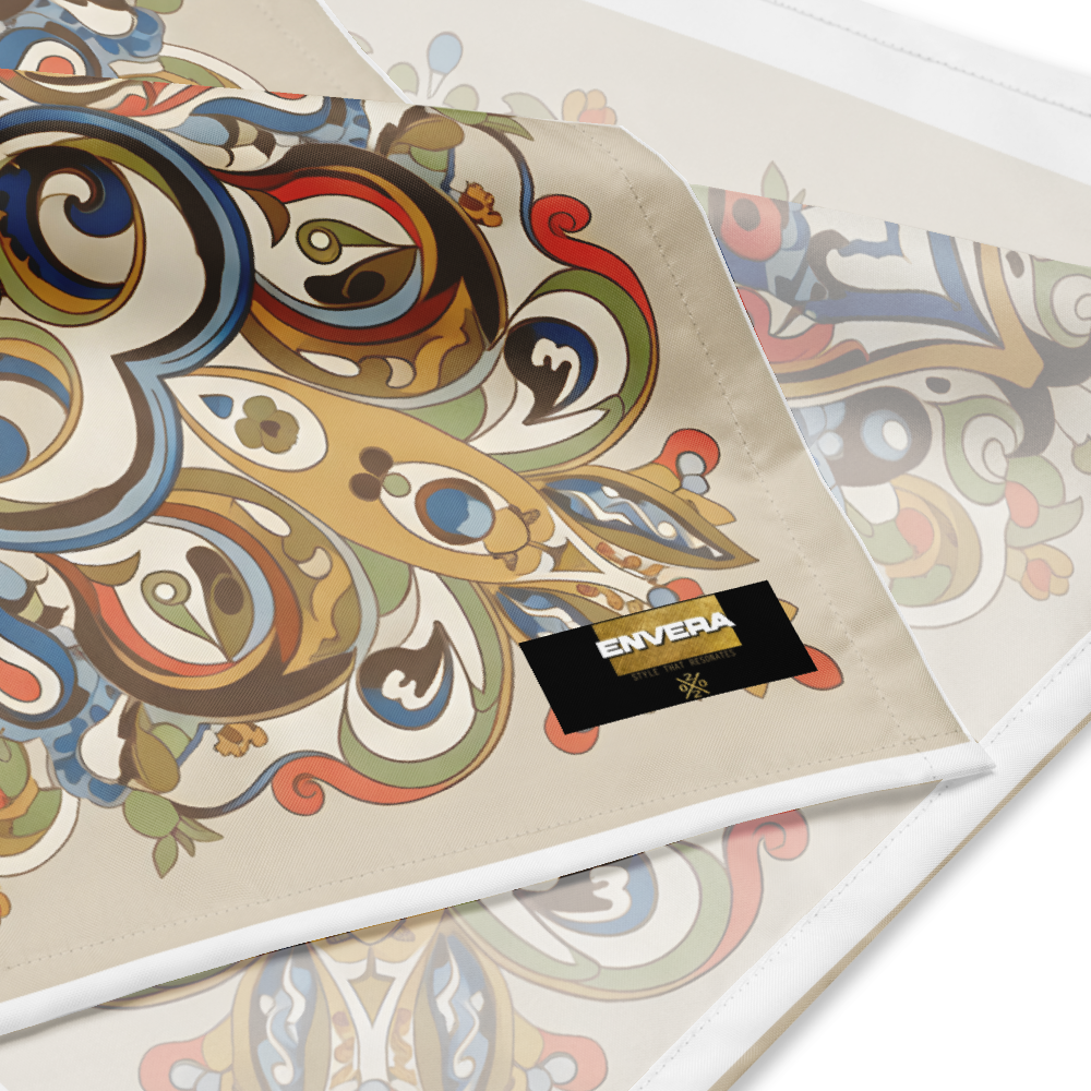 Elegant and versatile bandana with ornamental mandala pattern | soft fabric, eco-friendly, perfect for boho, vintage, or casual styles.