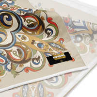 Colorful mandala bandana with ornamental floral print in beige, brown, blue, green, and coral