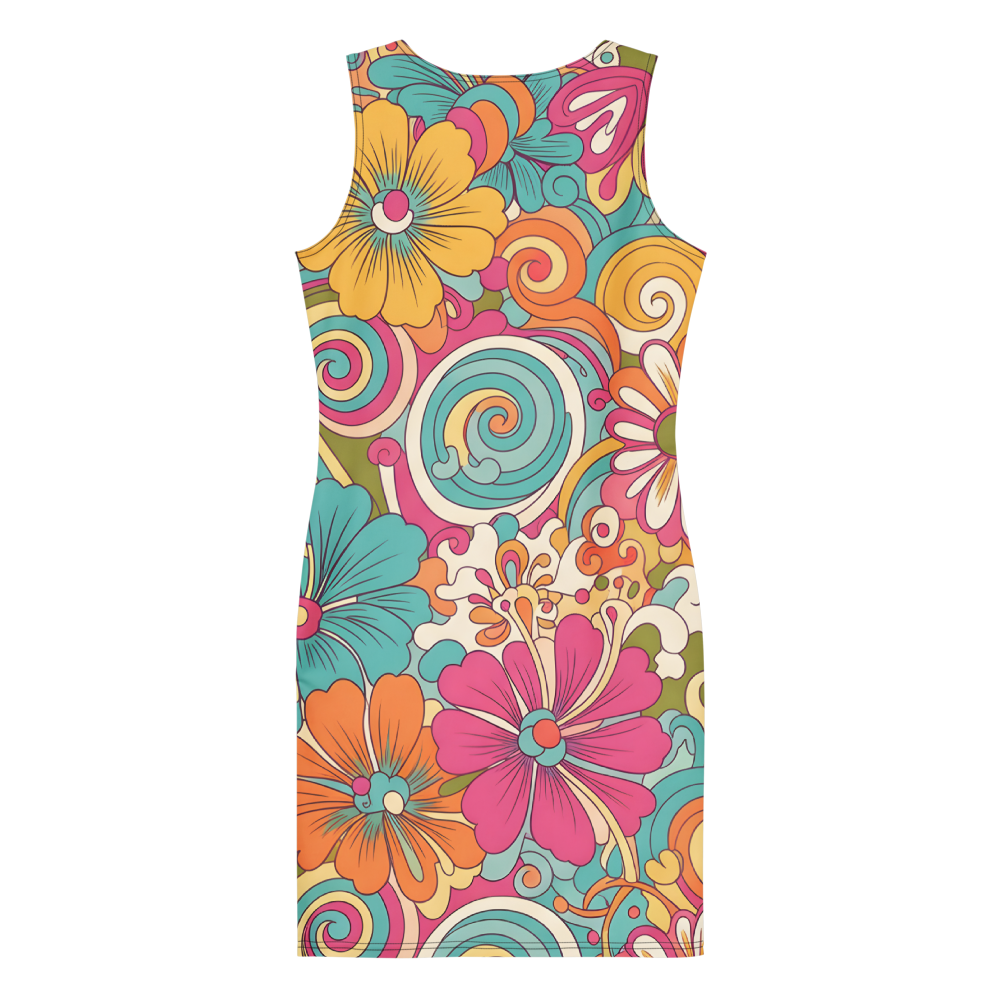 Retro Bloom Mini Dress for Vibrant Energy and Effortless Confidence | Sculpted Dress | Form-Fitting Dress | Stretch Comfort | Vivid Dress