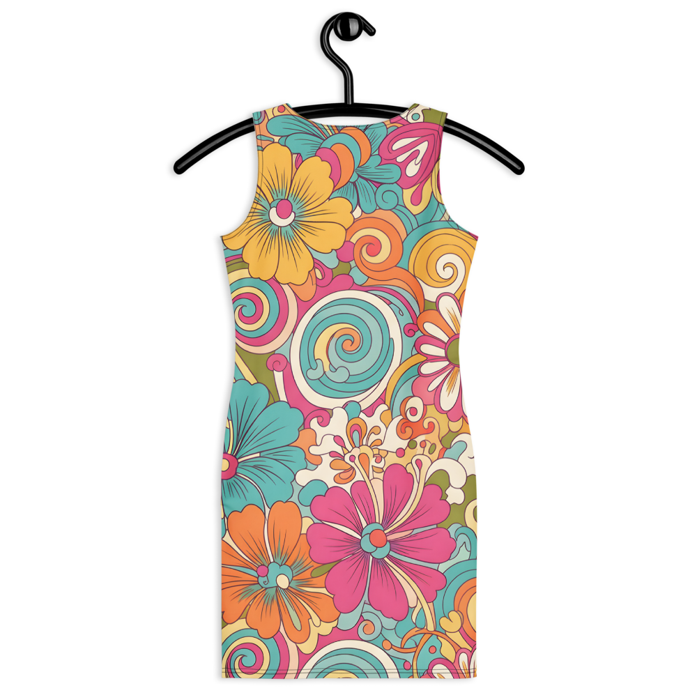 Retro Bloom Mini Dress for Vibrant Energy and Effortless Confidence | Sculpted Dress | Form-Fitting Dress | Stretch Comfort | Vivid Dress