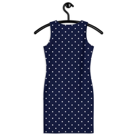 Fitted Navy Blue Polka Dot Dress