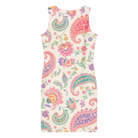 Elegant Fitted Pastel Paisley Floral Bodycon Mini Dress