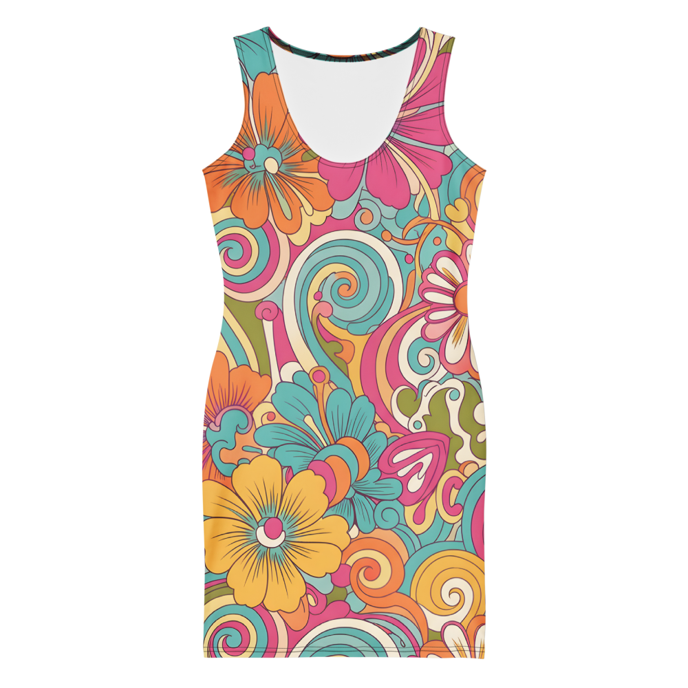 Retro Bloom Mini Dress for Vibrant Energy and Effortless Confidence | Sculpted Dress | Form-Fitting Dress | Stretch Comfort | Vivid Dress