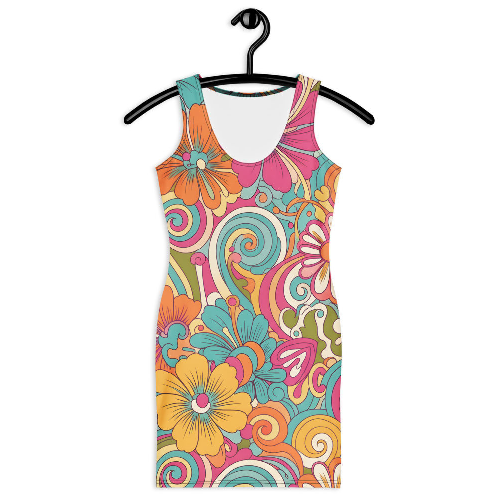 Retro Bloom Mini Dress for Vibrant Energy and Effortless Confidence | Sculpted Dress | Form-Fitting Dress | Stretch Comfort | Vivid Dress