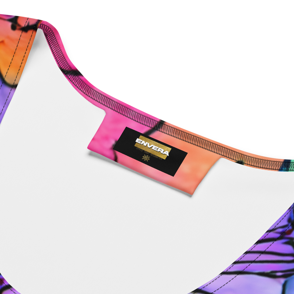 Vibrant colorful floral bodycon summer dress with a sculpted fit, combining comfort, flexibility, and bold summer statement style.