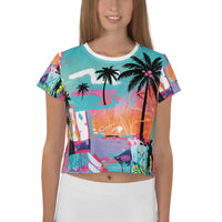 Tropical Graffiti Palm Tree Crop Top