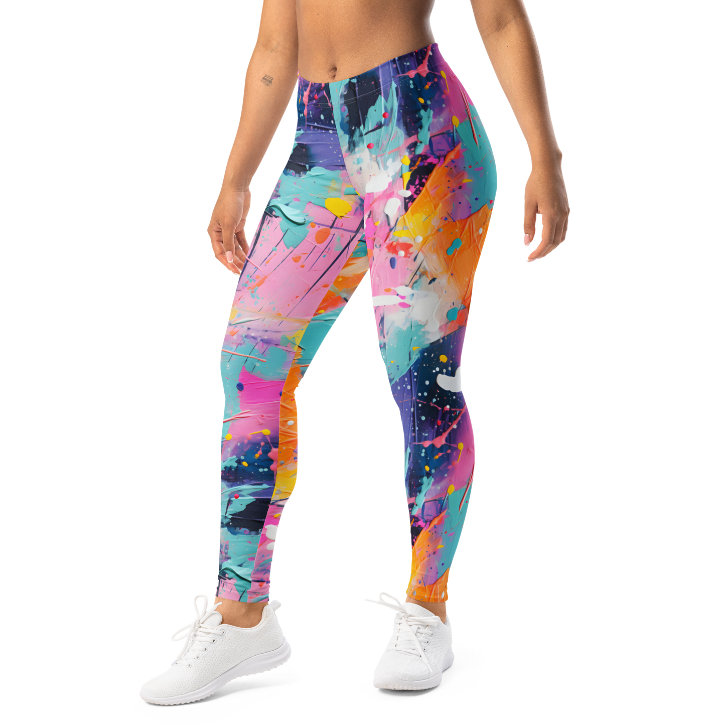 Vivid Paint Splatter Leggings – Colorful Streetwear Leggings for Bold Personalities | Vibrant Festival & Gym Leggings