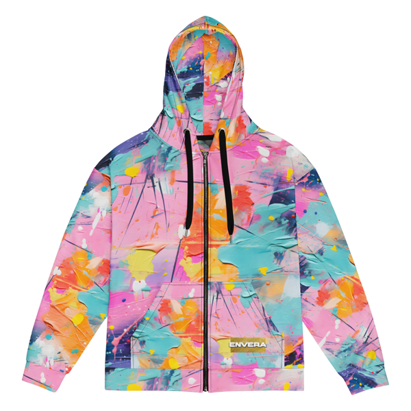 VIVID SOUL paint splatter hoodie with zipper and back print - colorful streetwear for bold personalities | Vibrant Unisex Hoodie