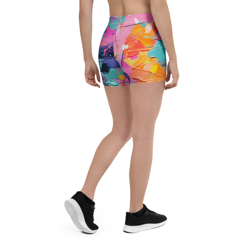 Vivid Paint Splatter Women’s Shorts – Bold street-art design with vibrant splashes