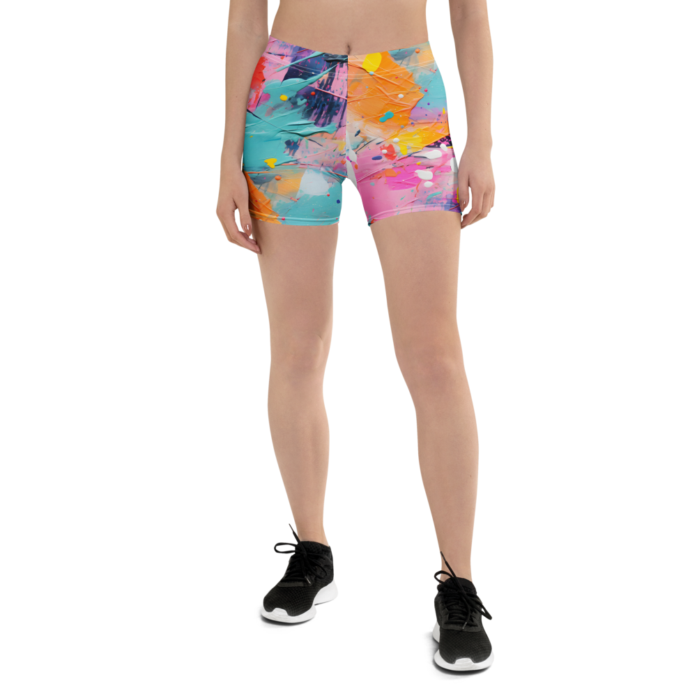 Vivid Paint Splatter Women’s Shorts – Bold street-art design with vibrant splashes