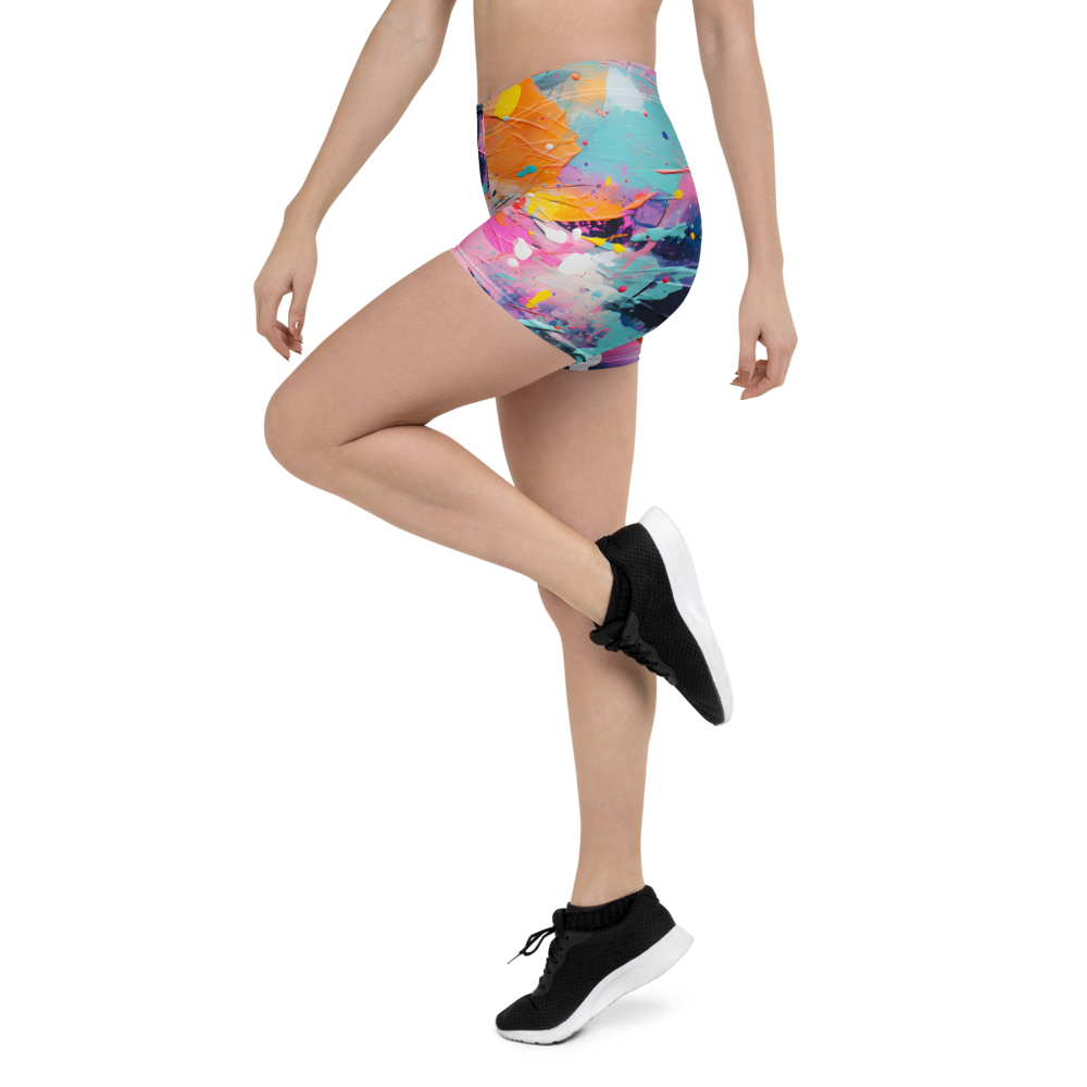 Vivid Paint Splatter Women’s Shorts – Bold street-art design with vibrant splashes