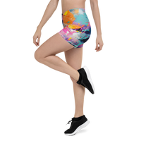 Psychedelic Flower Print Workout Shorts