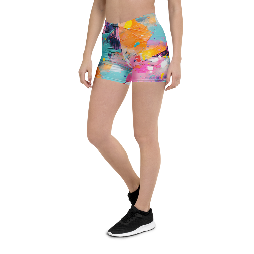 Vivid Paint Splatter Women’s Shorts – Bold street-art design with vibrant splashes